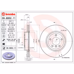 Disque de frein BREMBO 9895211 avant, ventilé, à haute teneur en carbone, 1 pièce
