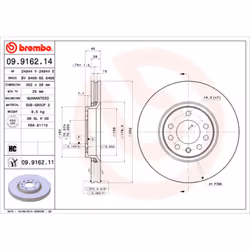 Disque de frein BREMBO 9916211 avant, ventilé, à haute teneur en carbone, 1 pièce