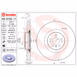 Disque de frein BREMBO 09R10511 avant, ventilé, à haute teneur en carbone, 1 pièce