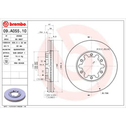 Disque de frein BREMBO 09A05510 avant, ventilé, 1 pièce
