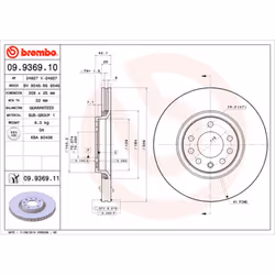 Disque de frein BREMBO 9936911 avant, ventilé, 1 pièce