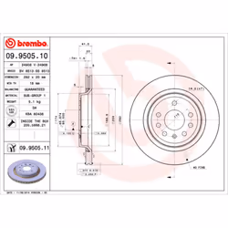 Disque de frein BREMBO 9950511 arrière, ventilé, 1 pièce