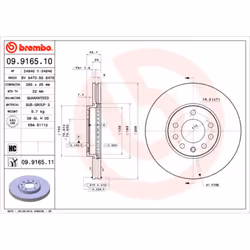 Disque de frein BREMBO 9916511 avant, ventilé, à haute teneur en carbone, 1 pièce
