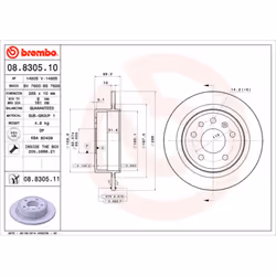 Disque de frein BREMBO 8830511 arrière, plein, 1 pièce