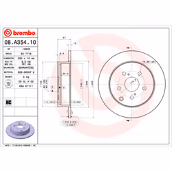 Disque de frein BREMBO 08A35410 arrière, plein, à haute teneur en carbone, 1 pièce