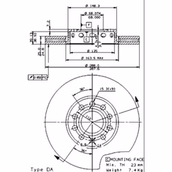 Disque de frein BREMBO 9574521 avant, ventilé, à haute teneur en carbone, 1 pièce