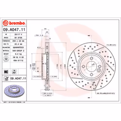 Disque de frein BREMBO 09A04711 avant, ventilé, rainuré, à haute teneur en carbone, 1 pièce