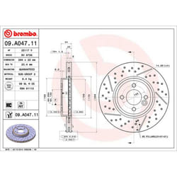 Disque de frein BREMBO 09A04711 avant, ventilé, rainuré, à haute teneur en carbone, 1 pièce