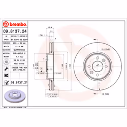 Disque de frein BREMBO 9813721 avant, ventilé, à haute teneur en carbone, 1 pièce