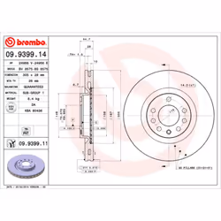 Disque de frein BREMBO 9939911 avant, ventilé, 1 pièce