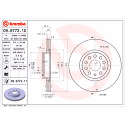 Disque de frein BREMBO 09.9772.11 avant, ventilé, à haute teneur en carbone, 1 pièce