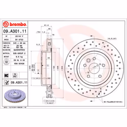 Disque de frein BREMBO 09A30111 arrière, ventilé, à haute teneur en carbone, 1 pièce