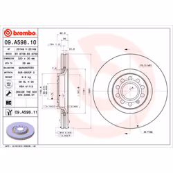 Disque de frein BREMBO 09A59811 avant, ventilé, à haute teneur en carbone, 1 pièce