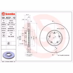 Disque de frein BREMBO 09A53110 avant, ventilé, 1 pièce