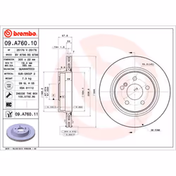Disque de frein BREMBO 09A76011 arrière, ventilé, à haute teneur en carbone, 1 pièce