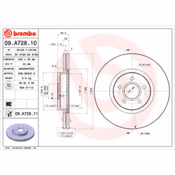 Disque de frein BREMBO 09A72811 avant, ventilé, à haute teneur en carbone, 1 pièce