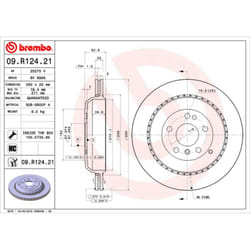Disque de frein BREMBO 09R12421 arrière, ventilé, à haute teneur en carbone, 1 pièce