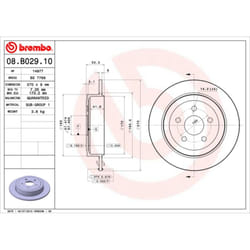 Disque de frein BREMBO 08B02910 arrière, plein, 1 pièce