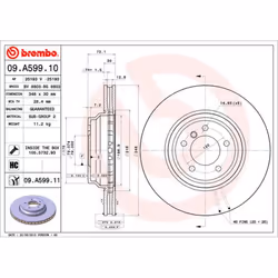 Disque de frein BREMBO 09A59911 avant, ventilé, à haute teneur en carbone, 1 pièce
