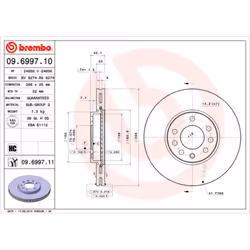 Disque de frein BREMBO 9699711 avant, ventilé, à haute teneur en carbone, 1 pièce