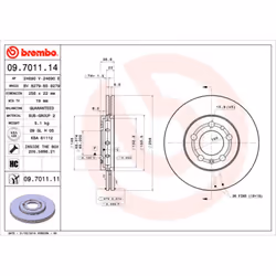 Disque de frein BREMBO 9701111 avant, ventilé, à haute teneur en carbone, 1 pièce