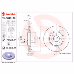 Disque de frein BREMBO 9584311 avant, ventilé, 1 pièce