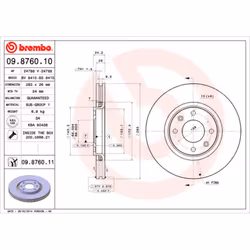 Disque de frein BREMBO 9876011 avant, ventilé, 1 pièce