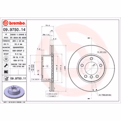 Disque de frein BREMBO 9975011 avant, ventilé, à haute teneur en carbone, 1 pièce