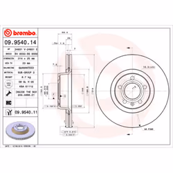 Disque de frein BREMBO 9954011 avant, ventilé, à haute teneur en carbone, 1 pièce