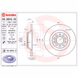 Disque de frein BREMBO 8884321 arrière, plein, 1 pièce - Vue supplémentaire 4