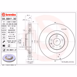 Disque de frein BREMBO 9884131 avant, ventilé, à haute teneur en carbone, 1 pièce
