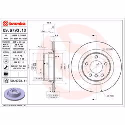 Disque de frein BREMBO 9979311 arrière, ventilé, à haute teneur en carbone, 1 pièce
