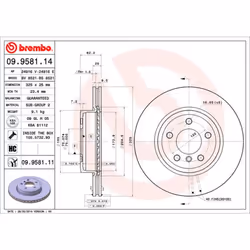 Disque de frein BREMBO 9958111 avant, ventilé, à haute teneur en carbone, 1 pièce