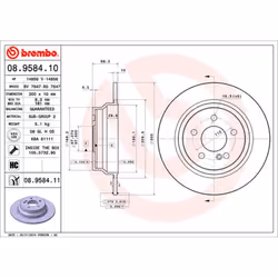 Disque de frein BREMBO 8958411 arrière, plein, à haute teneur en carbone, 1 pièce