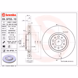 Disque de frein BREMBO 9975511 avant, ventilé, à haute teneur en carbone, 1 pièce