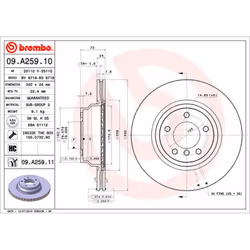 Disque de frein BREMBO 09A25911 avant, ventilé, à haute teneur en carbone, 1 pièce