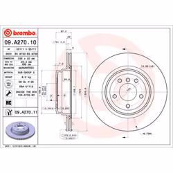 Disque de frein BREMBO 09A27011 arrière, ventilé, à haute teneur en carbone, 1 pièce