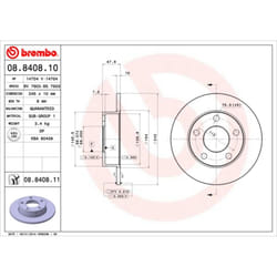 Disque de frein BREMBO 8840811 arrière, plein, 1 pièce