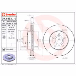Disque de frein BREMBO 9885211 avant, ventilé, 1 pièce