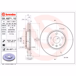 Disque de frein BREMBO 09A97111 avant, ventilé, à haute teneur en carbone, 1 pièce
