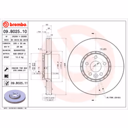 Disque de frein BREMBO 09B02511 avant, ventilé, à haute teneur en carbone, 1 pièce
