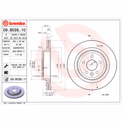 Disque de frein BREMBO 09B02611 arrière, ventilé, à haute teneur en carbone, 1 pièce