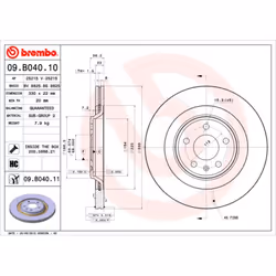 Disque de frein BREMBO 09B04011 arrière, ventilé, à haute teneur en carbone, 1 pièce