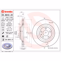 Disque de frein BREMBO 9884221 arrière, ventilé, à haute teneur en carbone, 1 pièce