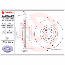 Disque de frein BREMBO 9936521 avant, ventilé, 1 pièce