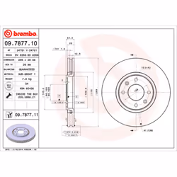 Disque de frein BREMBO 9787711 avant, ventilé, 1 pièce