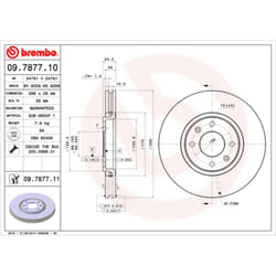 Disque de frein BREMBO 9787711 avant, ventilé, 1 pièce