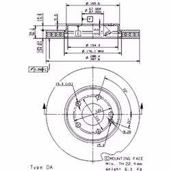 Disque de frein BREMBO 9868111 avant, ventilé, à haute teneur en carbone, 1 pièce