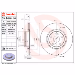 Disque de frein BREMBO 09B04611 avant, ventilé, 1 pièce