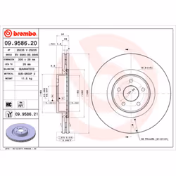 Disque de frein BREMBO 9958621 avant, ventilé, à haute teneur en carbone, 1 pièce